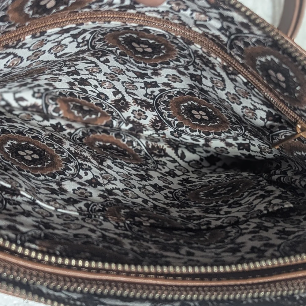 Vera Bradley Quilted Brown Leather Shoulder Bag - Picture 11 of 14